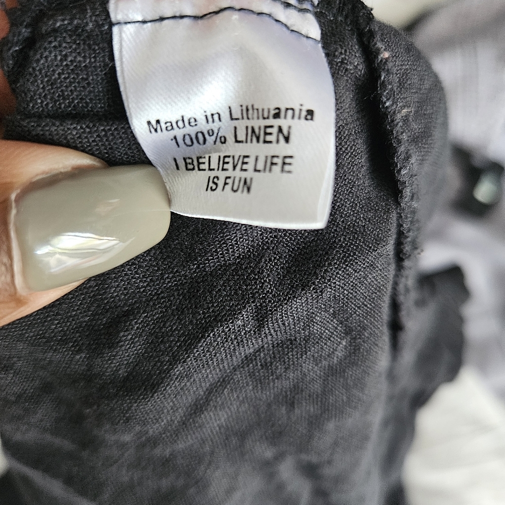 Chic Black Wide-Leg FLAX 100% LINEN Trousers - Picture 4 of 12